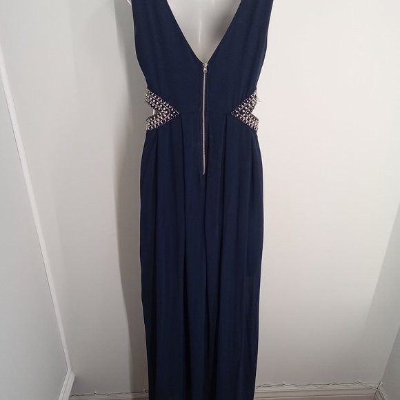 TFNC London Size Small Stunning Navy Blue dress with beaded detailing - Picture 2 of 3